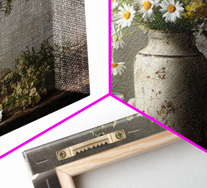 Milk Can and Daisies Rustic Still Life Canvas Print, Country Art, Gallery Wall Art, Farmhouse Decor, Oil Painting, Country, COU-3x2-89