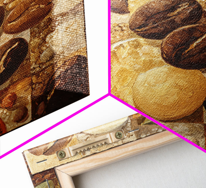 Coffee Bean Pattern Canvas Print, Coffee Shop Art, Kitchen Gift, Cafe Decor, Oil Painting, Cafe, Coffee Art, Food Art, CSA-1x1-15