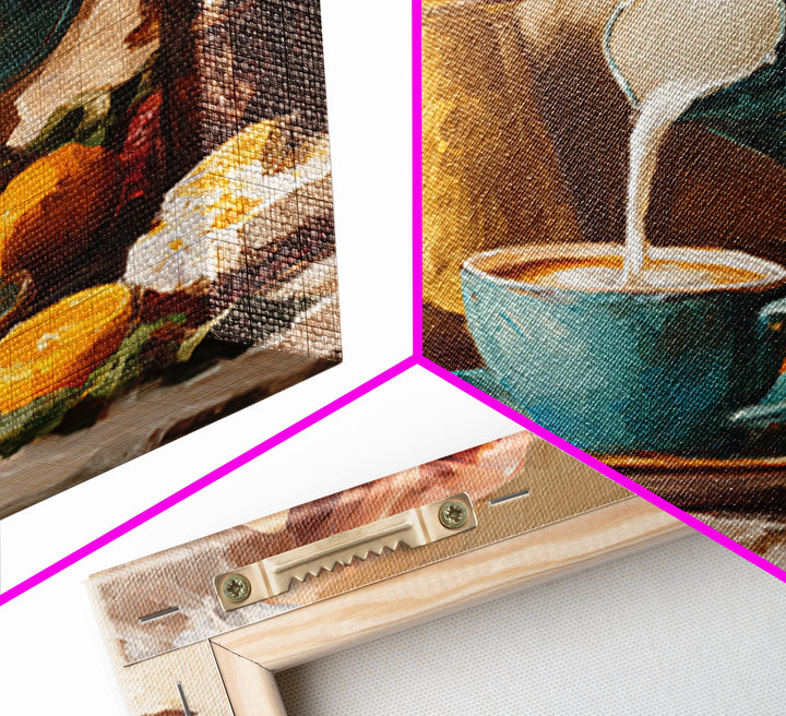 Barista Hands Pouring Milk into Espresso Framed Canvas Print, Coffee Shop Art, Neutral Decor, Cafe Decor, Fine Art, Cafe, CSA-1x1-21