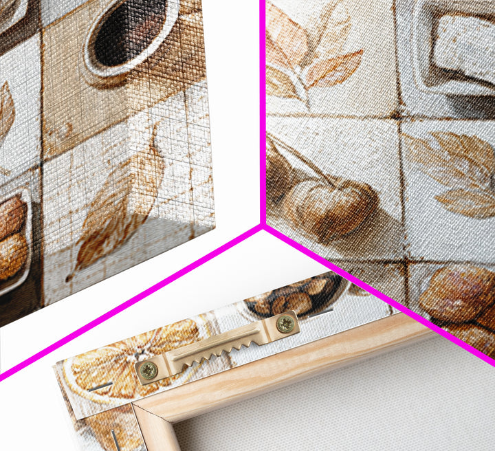 Coffee Bean Pattern Framed Canvas Print, Coffee Shop Art, Neutral Decor, Cafe Decor, Fine Art, Cafe, Home Decor, Wall Decor, CSA-1x1-63