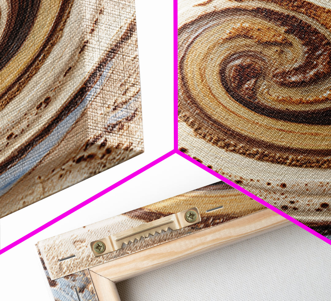 Abstract Brown and Cream Coffee Swirl Canvas Print, Coffee Shop Art, Statement Artwork, Cafe Decor, Abstract Art, Cafe, CSA-1x1-9