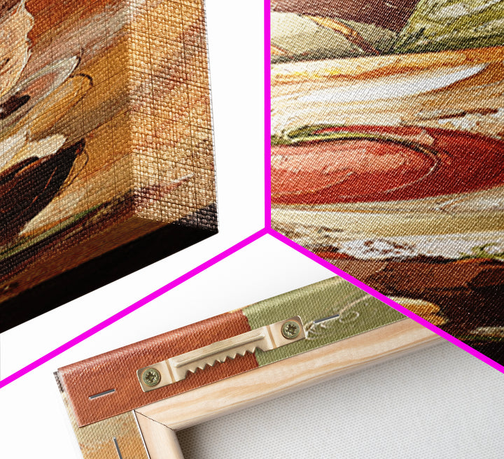 Abstract Brown and Cream Coffee Swirl Canvas Print, Coffee Shop Art, Printable Wall Art, Cafe Decor, Abstract Art, Cafe, CSA-1x3-93
