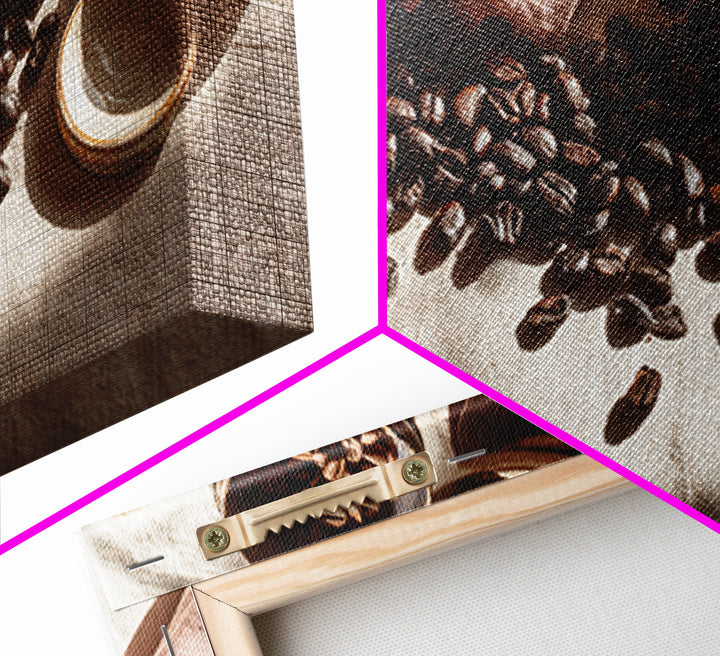 Roasted Beans Falling Through Dark Space Framed Canvas Print, Coffee Shop Art, Fine Art Print, Cafe Decor, Fine Art, Cafe, CSA-2x1-16