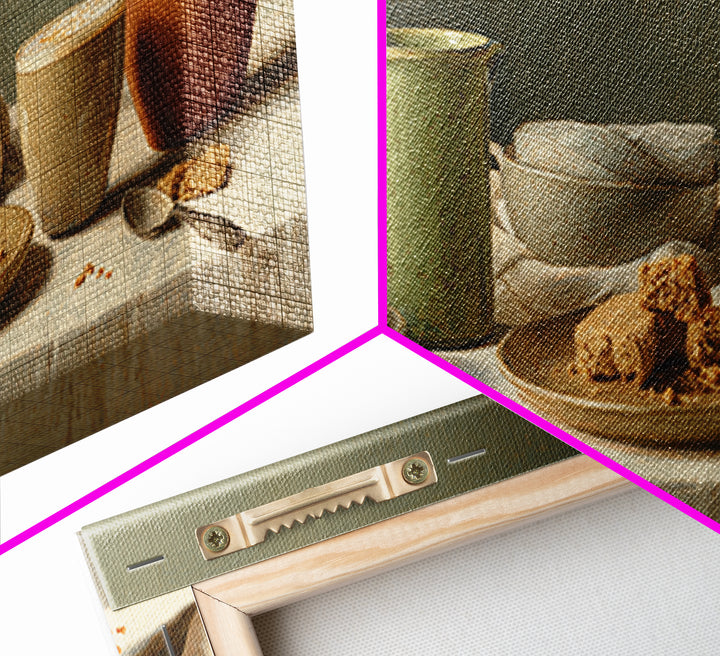 Cinnamon Sticks and Cappuccino Foam Still Life Framed Canvas Print, Coffee Shop Art, Statement Artwork, Cafe Decor, Cafe, CSA-2x1-20