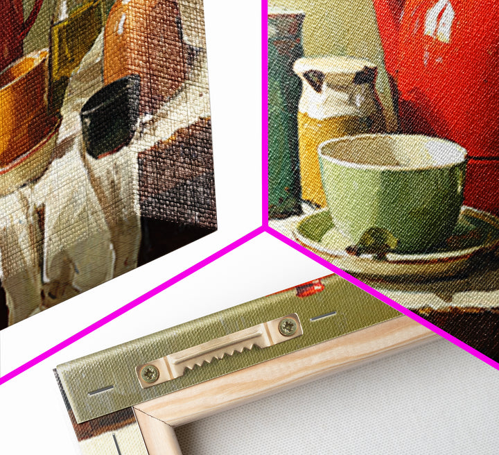 Mid Century Coffee Pot Framed Canvas Print, Coffee Shop Art, Room Decor, Cafe Decor, Fine Art, Cafe, Canvas Wall Art, CSA-2x1-42