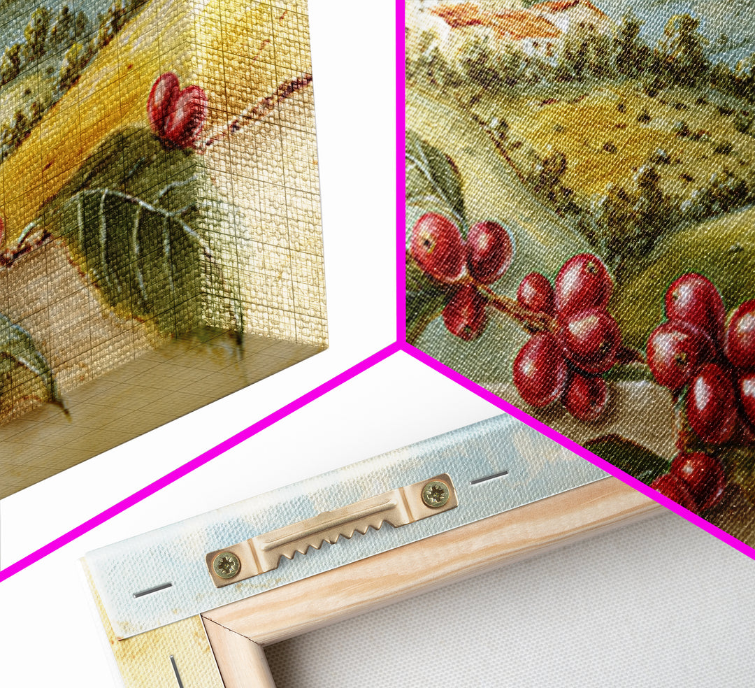 Coffee Farm Landscape Framed Canvas Print, Coffee Shop Art, Canvas Wall Art, Cafe Decor, Oil Painting, Cafe, Bedroom Wall Art, CSA-2x1-43