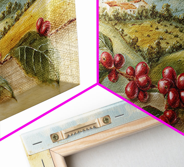 Coffee Farm Landscape Framed Canvas Print, Coffee Shop Art, Canvas Wall Art, Cafe Decor, Oil Painting, Cafe, Bedroom Wall Art, CSA-2x1-43