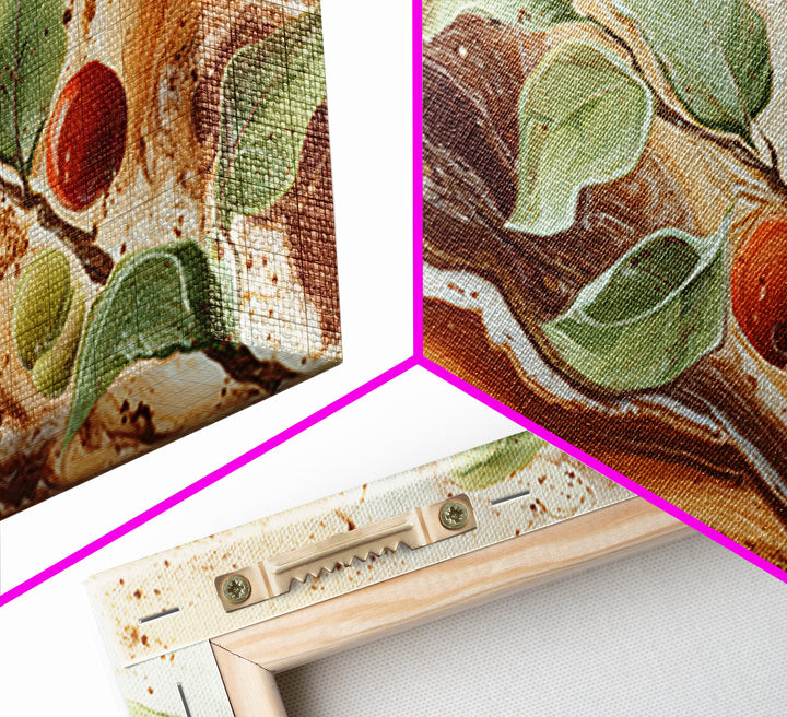Abstract Brown and Cream Coffee Swirl Framed Canvas Print, Coffee Shop Art, Kitchen Decor, Cafe Decor, Abstract Art, Cafe, CSA-2x1-5
