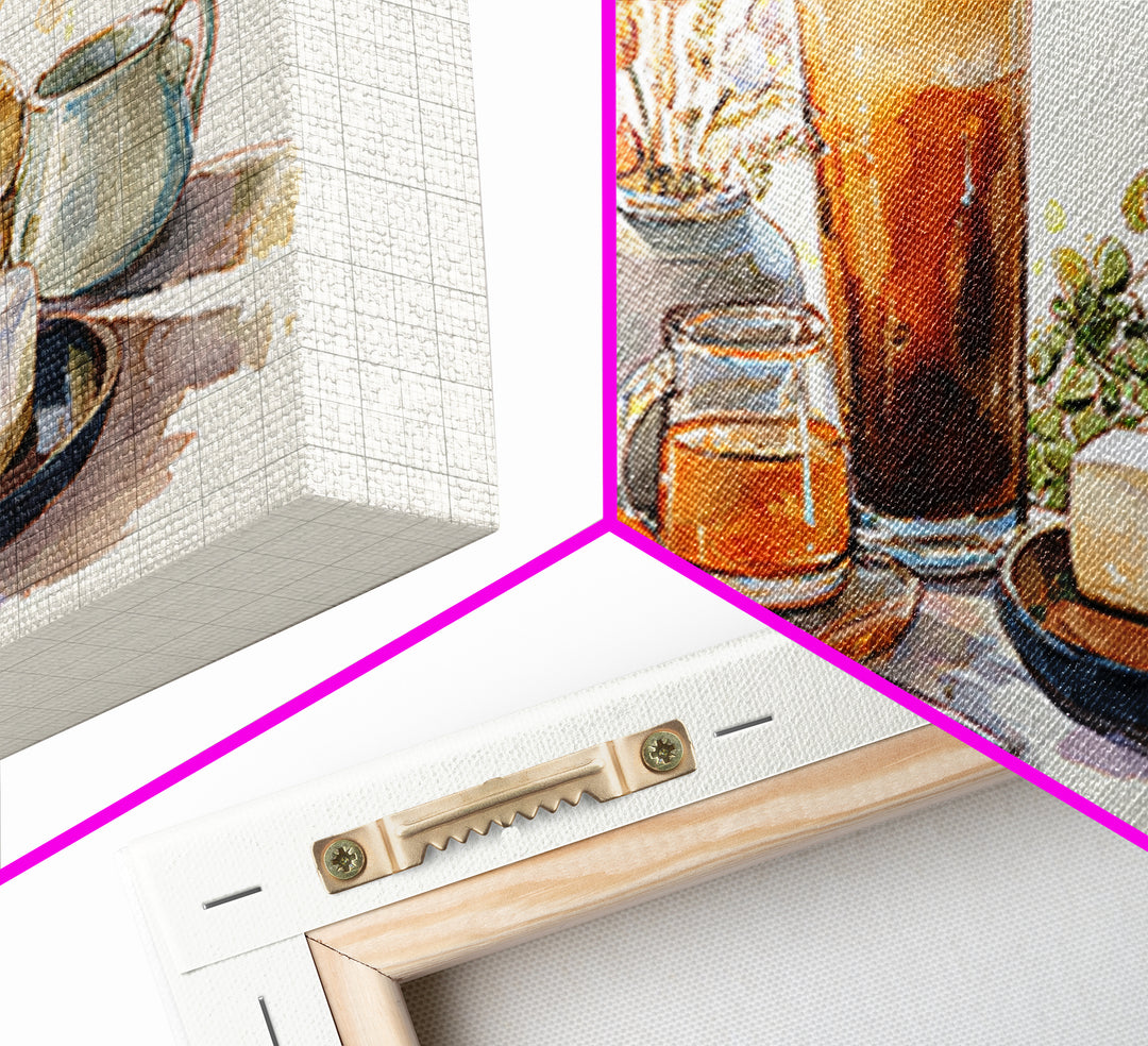Iced Coffee Glass Framed Canvas Print, Coffee Shop Art, Food Art, Cafe Decor, Fine Art, Cafe, Minimalist Decor, CSA-2x1-79
