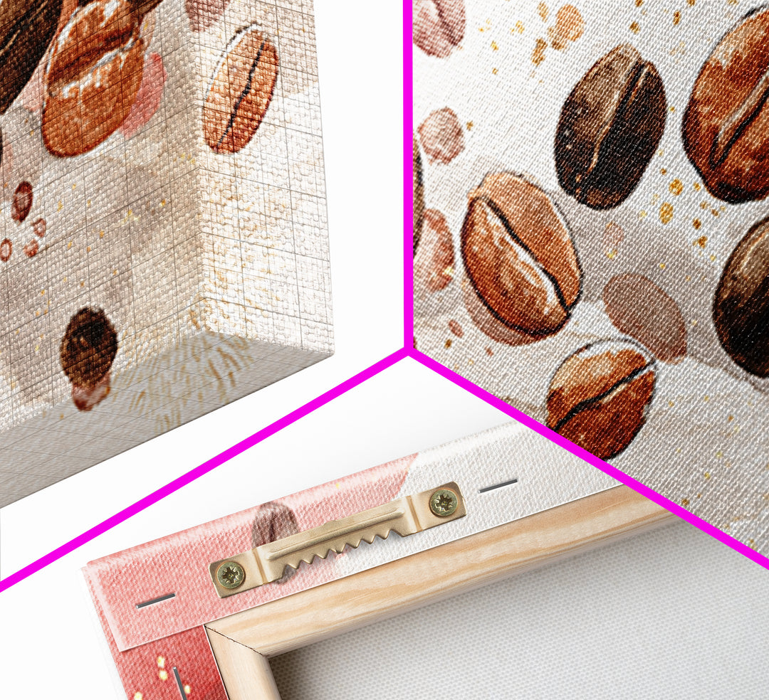 Roasted Beans Falling Through Dark Space Framed Canvas Print, Coffee Shop Art, Kitchen Art, Cafe Decor, Fine Art, Cafe, CSA-2x1-88