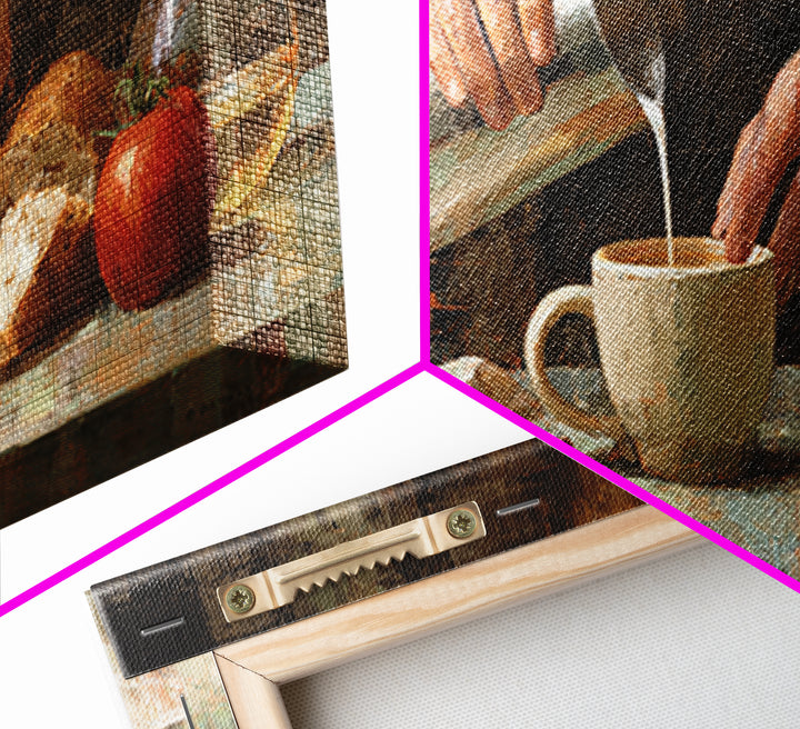 Barista Hands Pouring Milk into Espresso Canvas Print, Coffee Shop Art, Dopamine Decor, Cafe Decor, Cafe, Coffee Wall Art, CSA-2x1-89