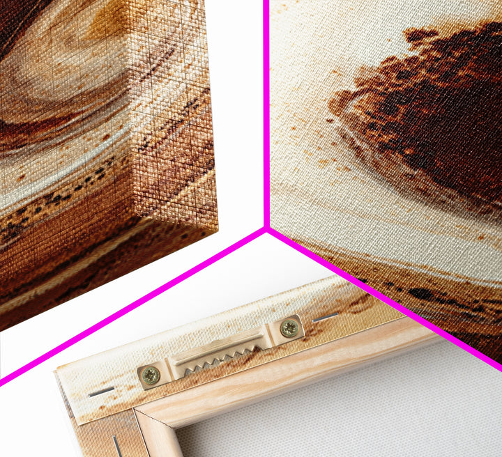 Abstract Brown and Cream Coffee Swirl Framed Canvas Print, Coffee Shop Art, Printable Art, Cafe Decor, Fine Art, Cafe, CSA-2x3-41
