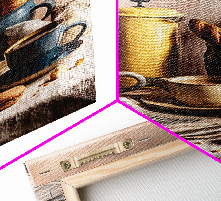 French Press and Morning Newspaper Without Readable Canvas Print, Coffee Shop Art, Digital Wall Art, Cafe Decor, Oil Painting, CSA-2x3-66