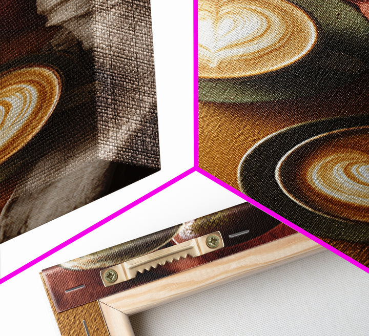 Latte Art Heart Seen from Above Framed Canvas Print, Coffee Shop Art, Modern Decor, Cafe Decor, Fine Art, Cafe, Wall Decor, CSA-2x3-84
