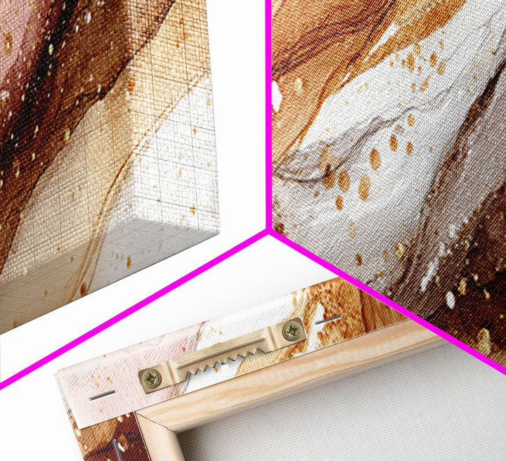 Abstract Brown and Cream Coffee Swirl Framed Canvas Print, Coffee Shop Art, Bedroom Wall Art, Cafe Decor, Abstract Art, Cafe, CSA-3x1-1