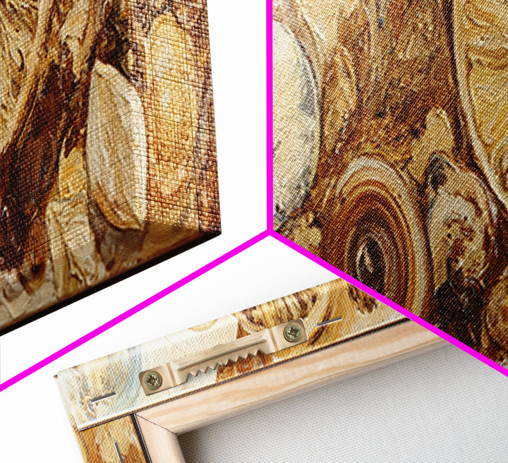 Abstract Brown and Cream Coffee Swirl Canvas Print, Coffee Shop Art, Minimalist Wall Art, Cafe Decor, Fine Art, Cafe, CSA-3x1-25