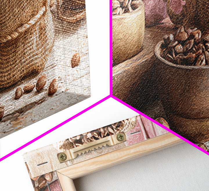 Coffee Beans and Burlap Sack Still Life Canvas Print, Coffee Shop Art, Canvas Print, Cafe Decor, Fine Art, Cafe, Neutral Decor, CSA-3x1-42