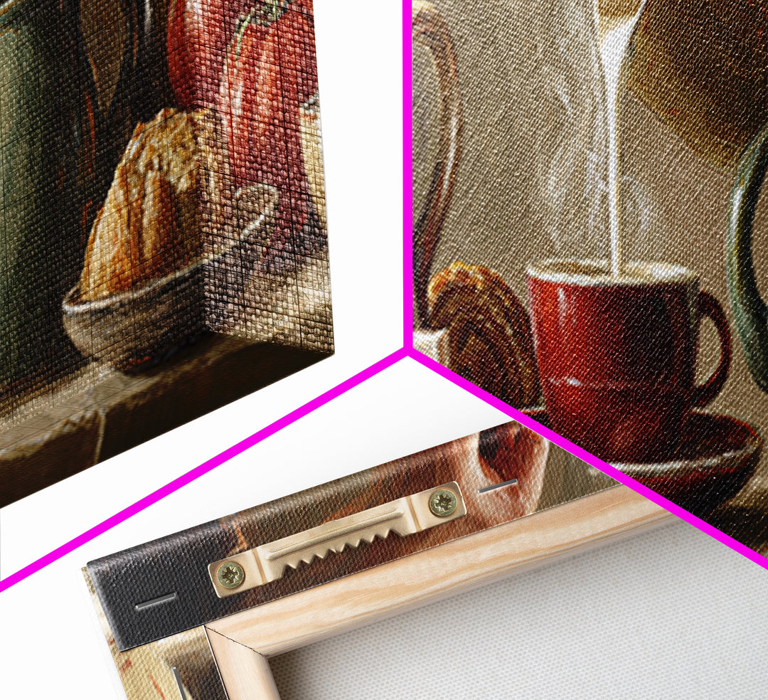 Barista Hands Pouring Milk into Espresso Canvas Print, Coffee Shop Art, Whimsical Art, Cafe Decor, Oil Painting, Cafe, CSA-3x1-61