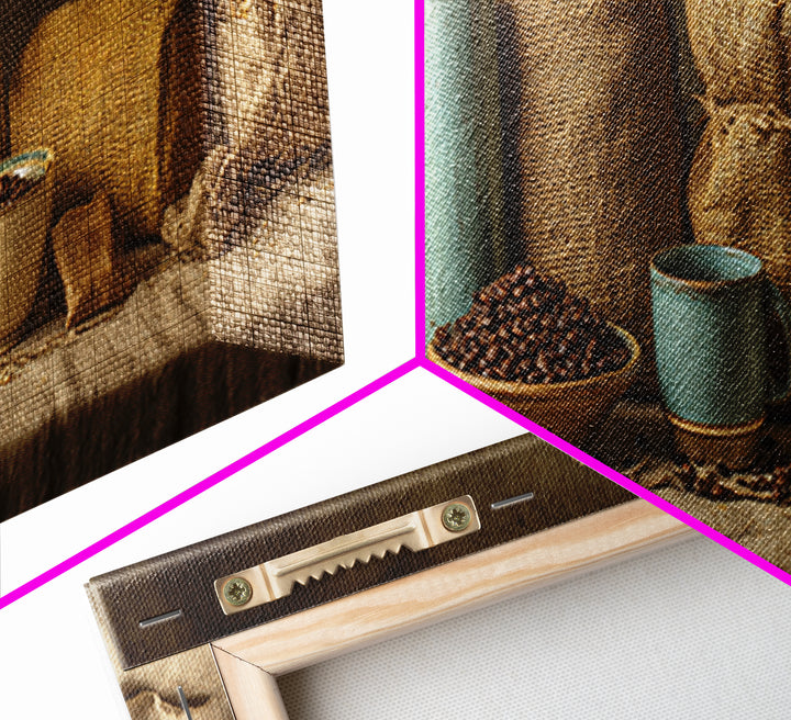 Coffee Beans and Burlap Sack Still Life Canvas Print, Coffee Shop Art, Canvas Print, Cafe Decor, Fine Art, Cafe, Neutral Decor, CSA-3x1-66