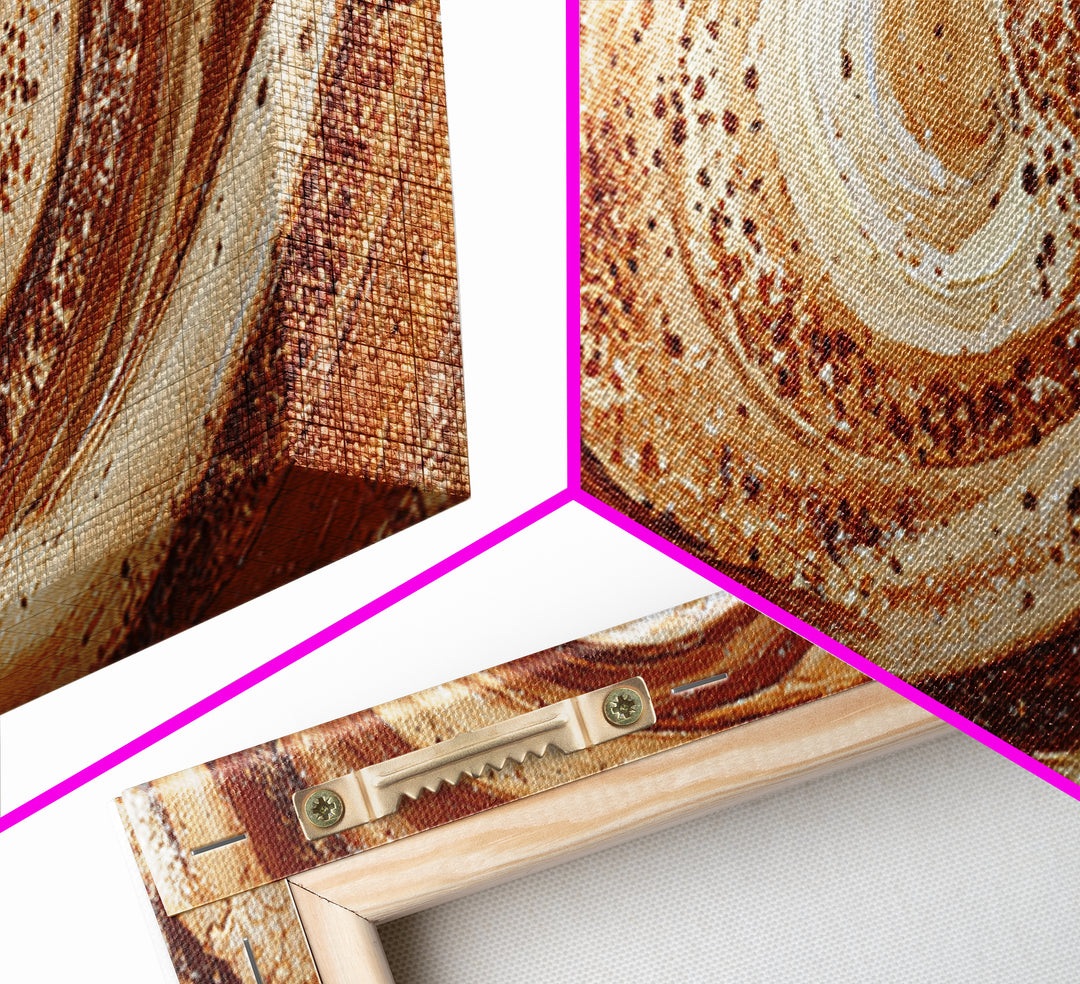 Abstract Brown and Cream Coffee Swirl Canvas Print, Coffee Shop Art, Luxury Decor, Cafe Decor, Abstract Art, Cafe, CSA-3x1-97