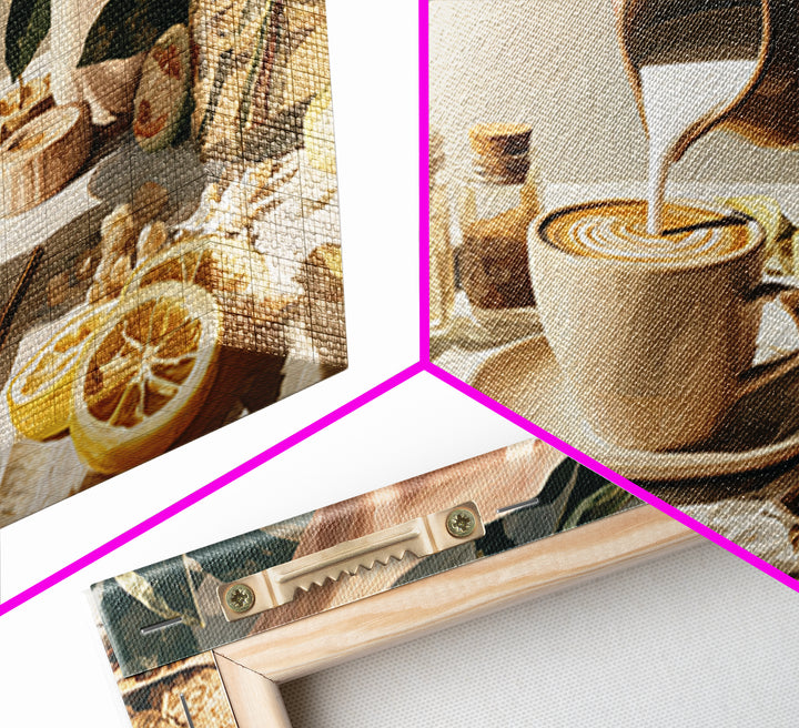 Barista Hands Pouring Milk into Espresso Canvas Print, Coffee Shop Art, Neutral Decor, Cafe Decor, Fine Art, Cafe, Home Decor, CSA-3x2-73