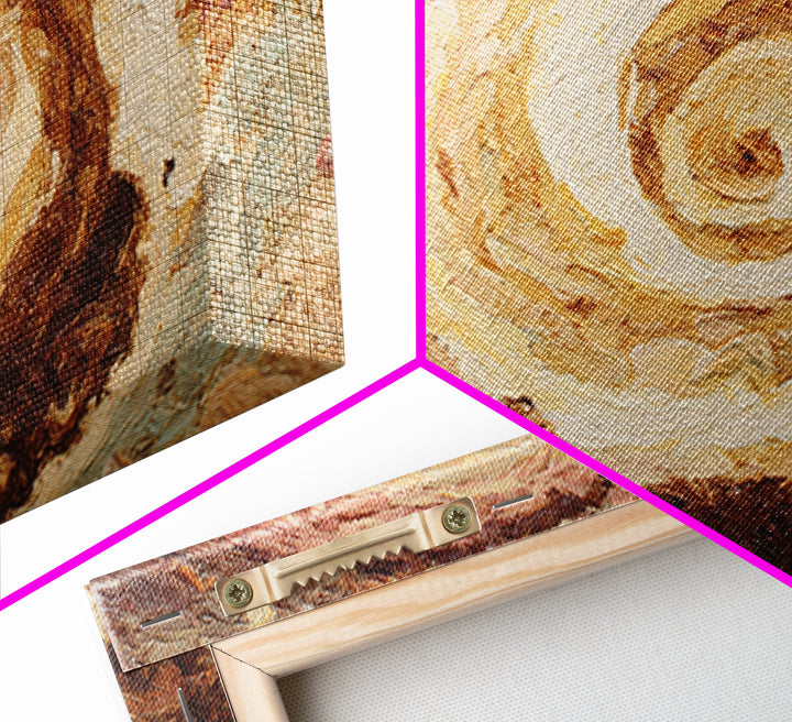 Abstract Brown and Cream Coffee Swirl Framed Canvas Print, Coffee Shop Art, Statement Artwork, Cafe Decor, Abstract Art, Cafe, CSA-3x2-85