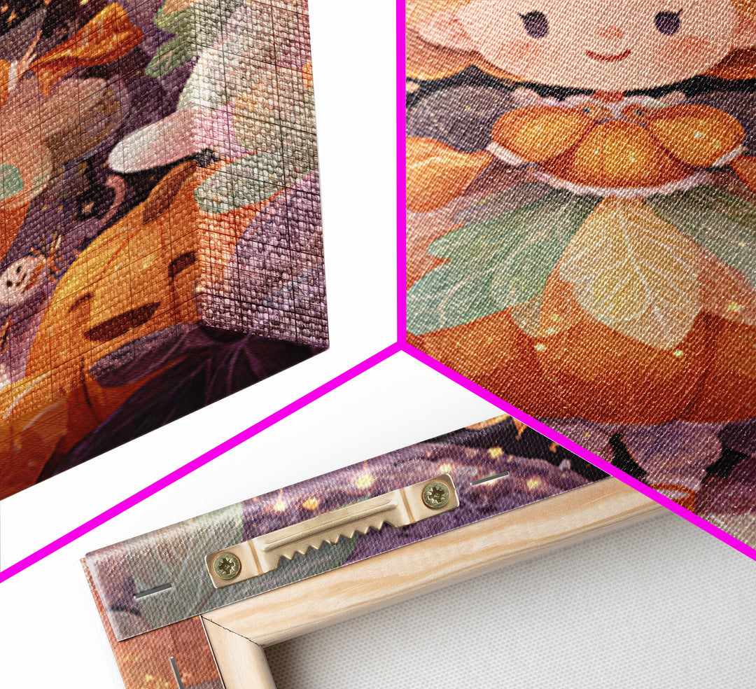 The Pumpkin Princess, Storybook Halloween Art, Square Wall Art, Canvas Print, Halloween Kids Decor, Whimsical Wall Art