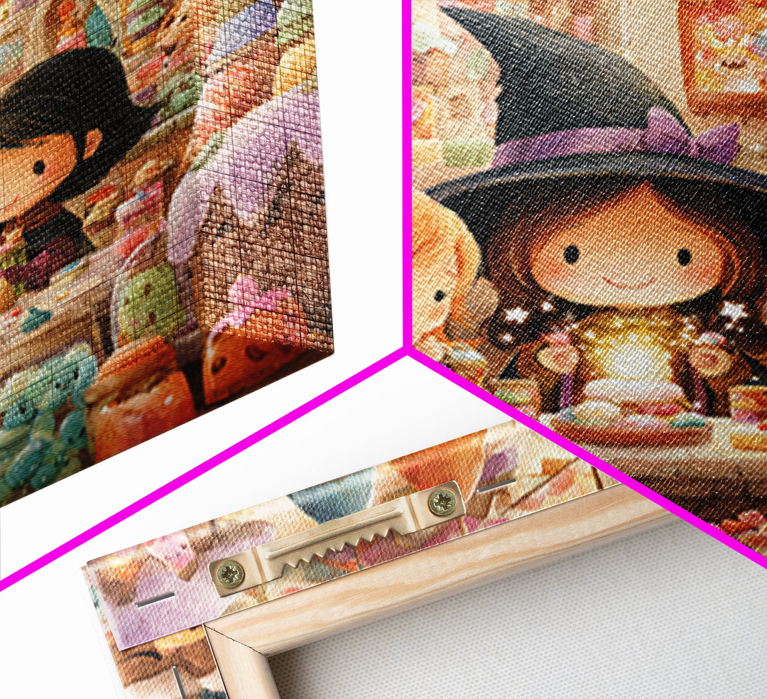The Little Star Witch, Kids Halloween Decor, Square Wall Art, Canvas Print, Halloween Kids Decor, Whimsical Wall Art, Spooky Wall Decor