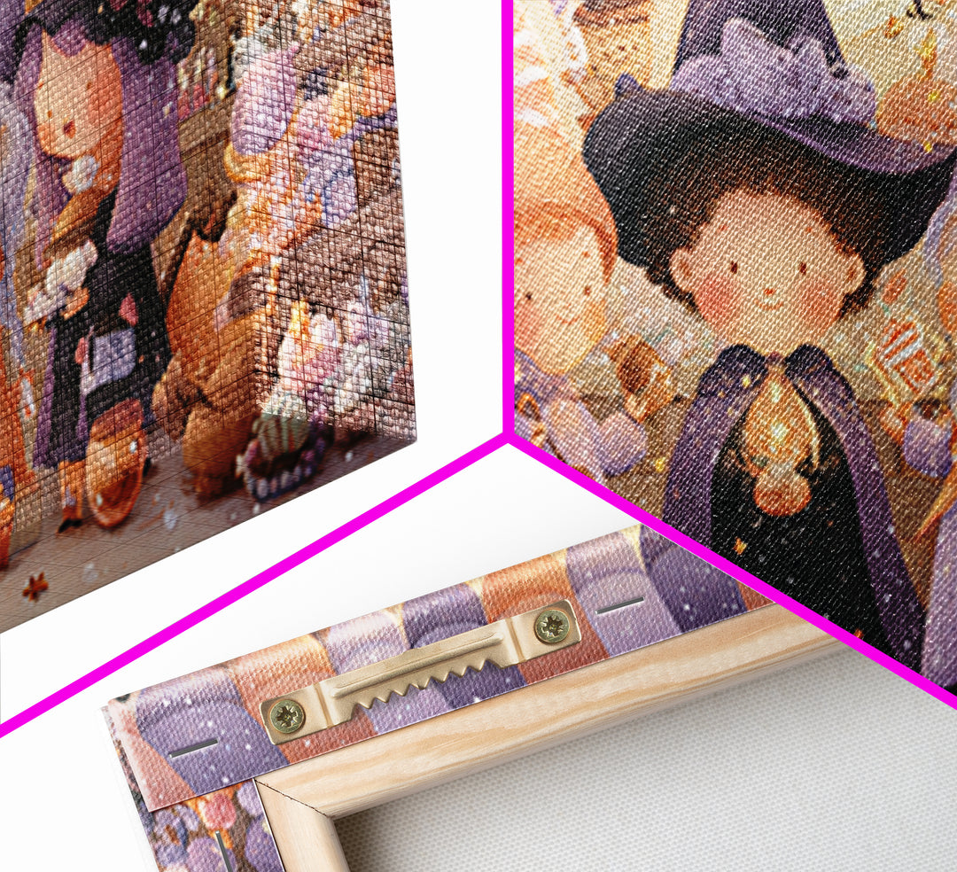 The Little Star Witch, Kids Halloween Decor, Wide Panoramic Art, Canvas Print, Halloween Kids Decor, Whimsical Wall Art, Horror Wall Art