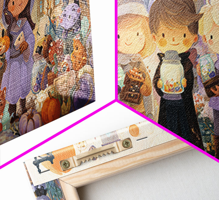 The Moonbeam Wizard, Whimsical Halloween Art, Wide Panoramic Art, Canvas Print, Halloween Kids Decor, Whimsical Wall Art, Horror Wall Art