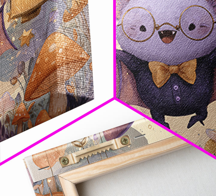 The Bow-Tie Bat, Kids Halloween Decor, Landscape Wall Art, Canvas Print, Halloween Kids Decor, Whimsical Wall Art, Spooky Wall Decor
