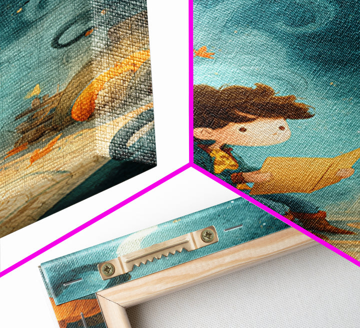 The Mapmaker Of Impossible Shores, Pastel Halloween Art, Vertical Wall Art, Canvas Print, Cute Halloween Wall Art