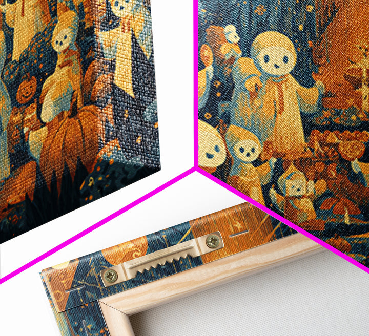 The Feast Of The Pale Cult, Screenprint Halloween Art, Landscape Wall Art, Framed Canvas Print, Cute Halloween Wall Art