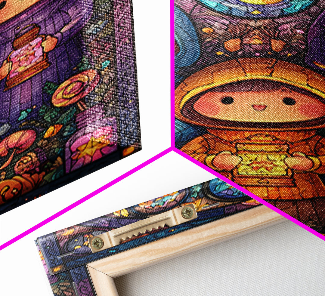 The Lantern Market Beyond The Veil, Stained Glass Halloween, Vertical Wall Art, Canvas Print, Cute Halloween Wall Art