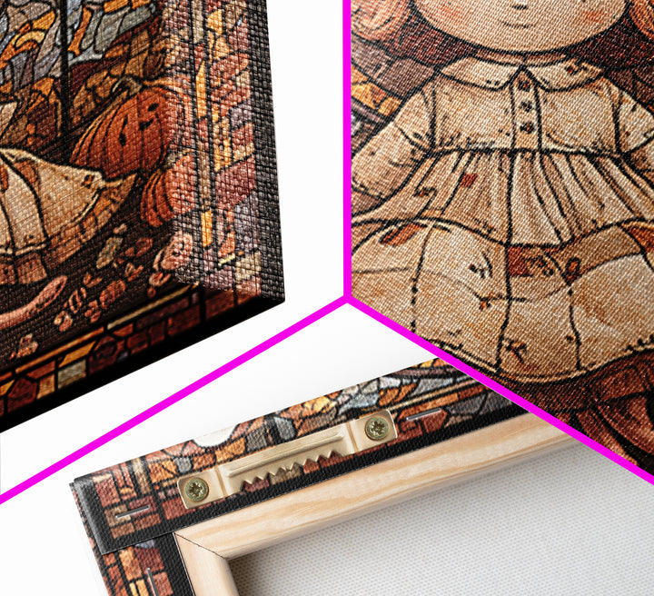 The Doll From Beyond The Void, Stained Glass Halloween, Square Wall Art, Canvas Print, Cute Halloween Wall Art