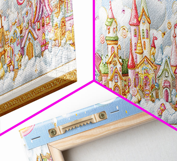 The Upside-Down Candy Kingdom, Embroidered Halloween Art, Extra Wide Wall Art, Canvas Print, Cute Halloween Wall Art