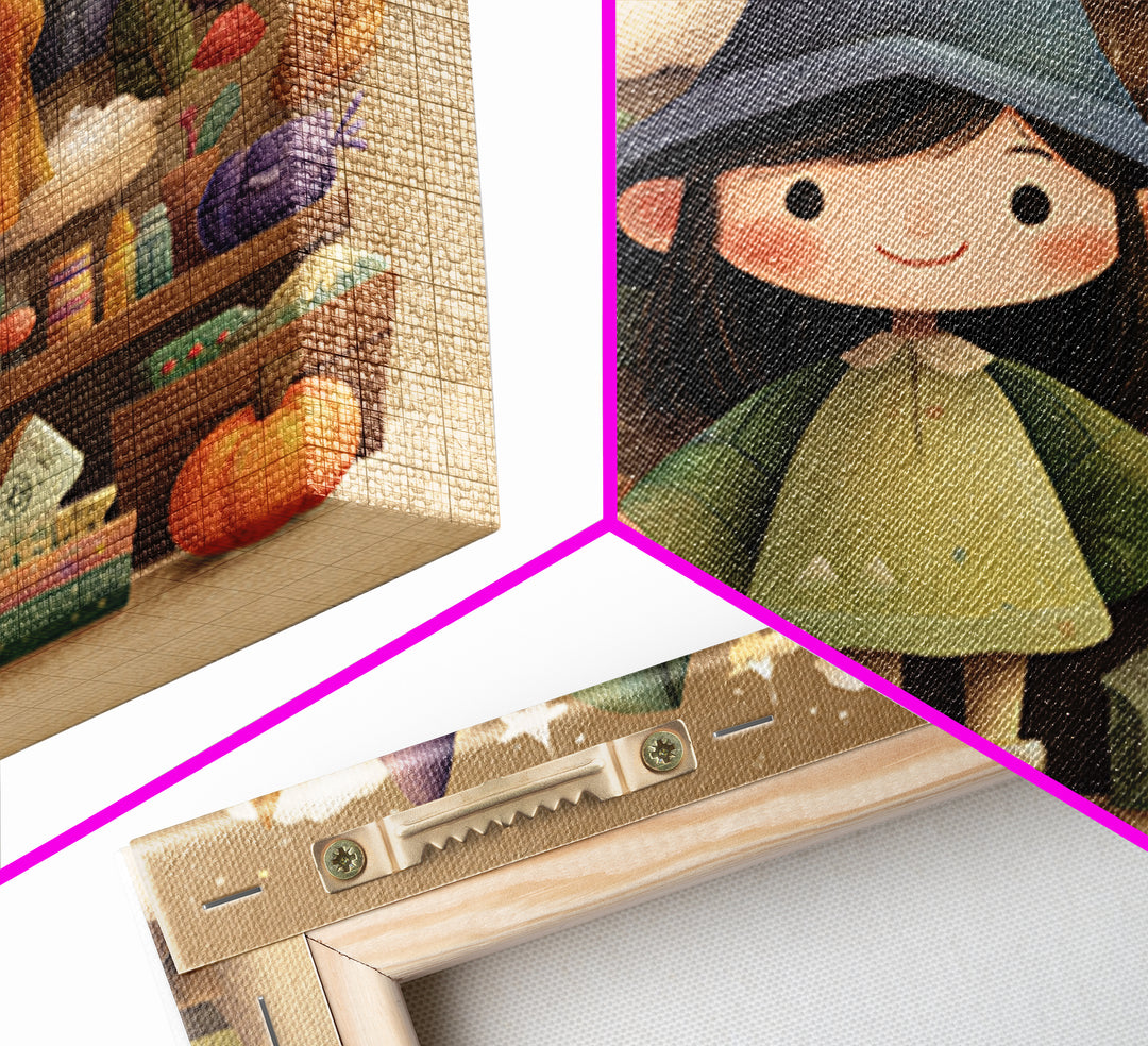 The Enchanted Costume Closet, Pastel Halloween Art, Square Wall Art, Canvas Print, Cute Halloween Wall Art