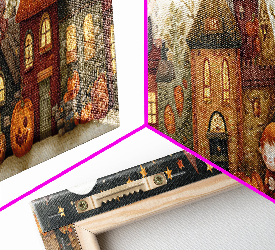 The Trick-Or-Treat Treasure Hunt, Felt Halloween Art, Extra Wide Wall Art, Canvas Print, Cute Halloween Wall Art