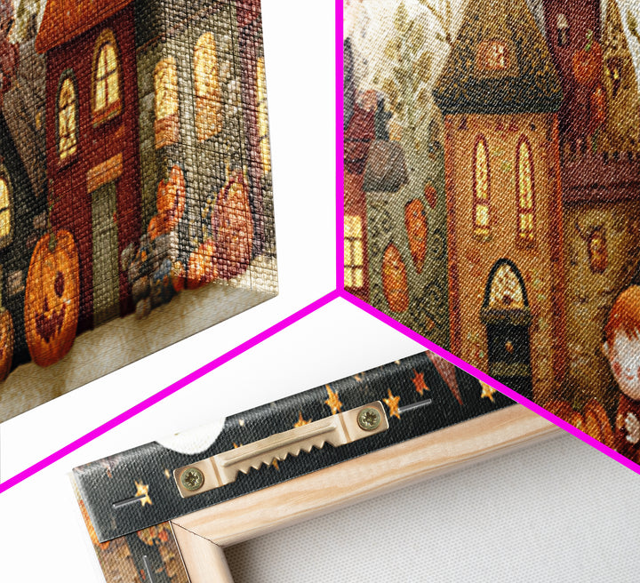 The Trick-Or-Treat Treasure Hunt, Felt Halloween Art, Extra Wide Wall Art, Canvas Print, Cute Halloween Wall Art