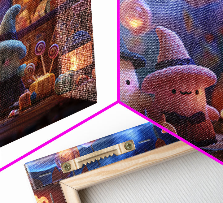 The Magical Costume Workshop, Clay Halloween Art, Landscape Wall Art, Framed Canvas Print, Cute Halloween Wall Art
