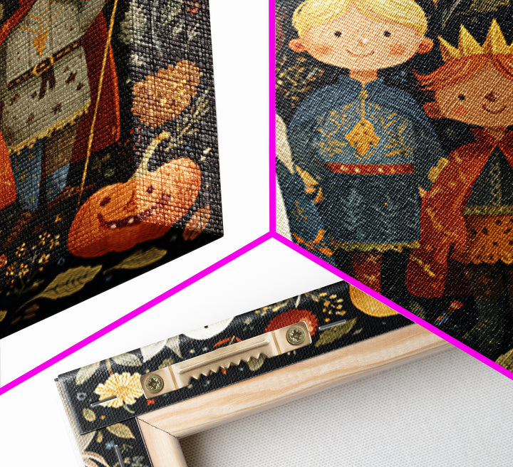 The Costume Parade, Folk Halloween Art, Square Wall Art, Canvas Print, Cute Halloween Wall Art, Halloween Kids Decor