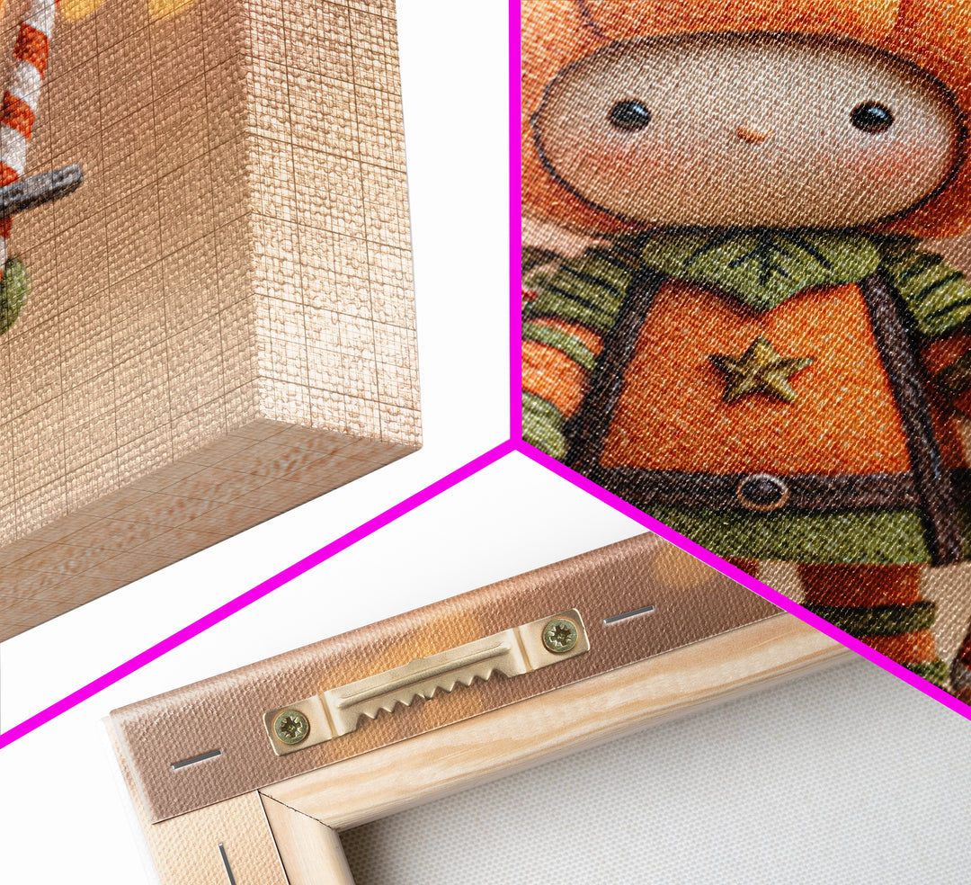 The Pumpkin Knight, Plush Halloween Art, Square Wall Art, Canvas Print, Cute Halloween Wall Art, Halloween Kids Decor, Storybook Decor