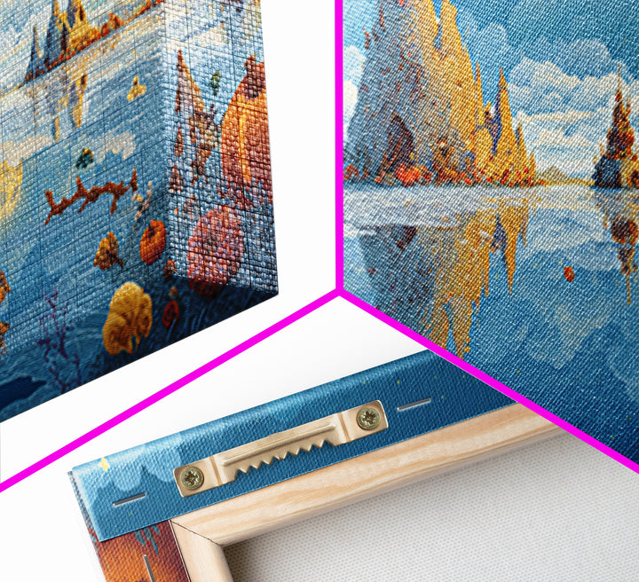 The Frost Beyond Carcosa, Clay Halloween Art, Wide Panoramic Art, Framed Canvas Print, Cute Halloween Wall Art