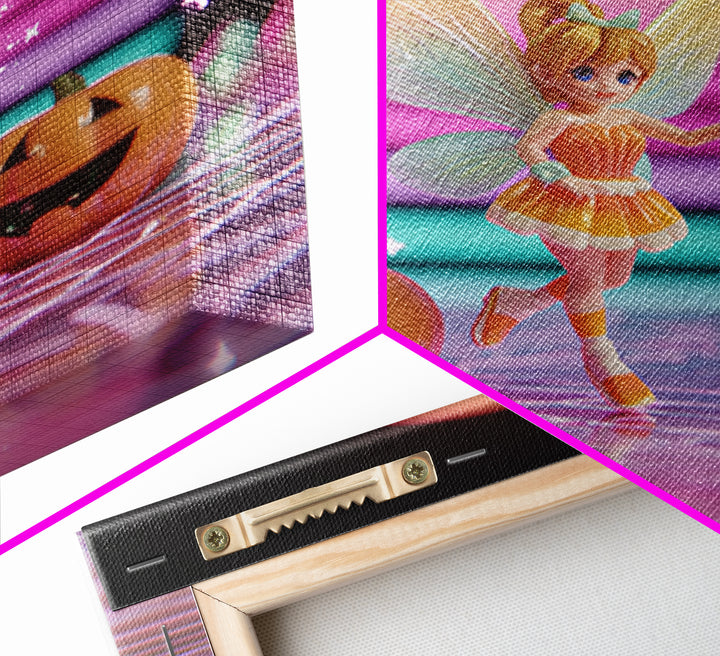The Candy Corn Fairy, Vaporwave Halloween Decor, Square Wall Art, Canvas Print, Retro Halloween Decor, Neon Wall Art, Halloween Wall Art