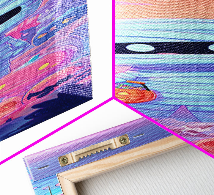 The Shy Little Mummy, Synthwave Halloween Art, Tall Narrow Wall Art, Canvas Print, Retro Halloween Decor, Neon Wall Art