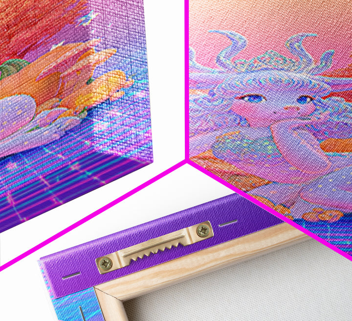 The Moon Princess Deer, Synthwave Halloween Art, Vertical Wall Art, Framed Canvas Print, Retro Halloween Decor, Neon Wall Art