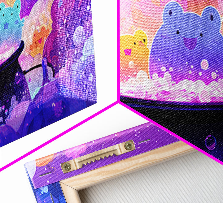 The Cauldron Frog, 80s Halloween Wall Art, Wide Panoramic Art, Canvas Print, Retro Halloween Decor, Neon Wall Art, Seasonal Home Decor