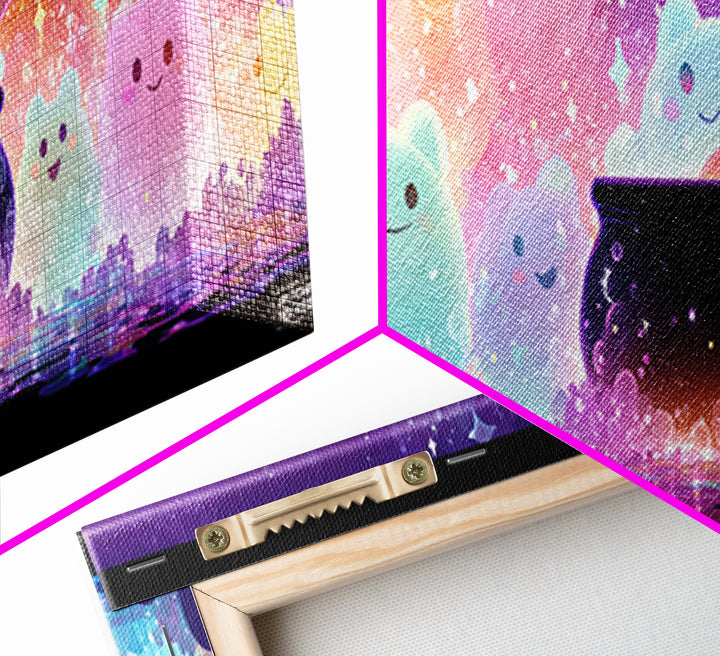 The Cauldron Frog, Synthwave Halloween Art, Extra Wide Wall Art, Framed Canvas Print, Retro Halloween Decor, Neon Wall Art, Horror Wall Art