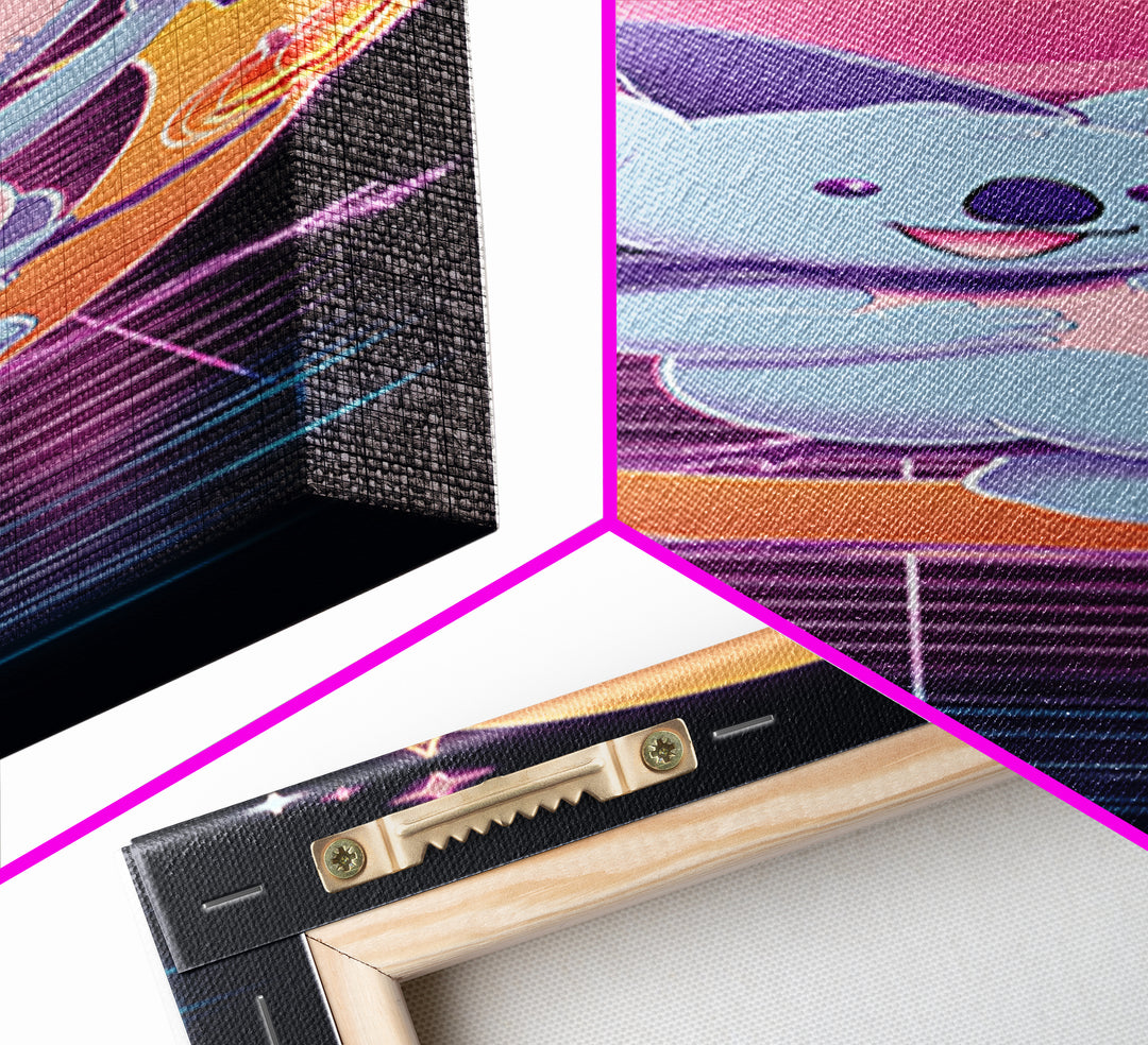 The Koala Wizard, Synthwave Halloween Art, Tall Narrow Wall Art, Canvas Print, Retro Halloween Decor, Neon Wall Art, Spooky Wall Decor