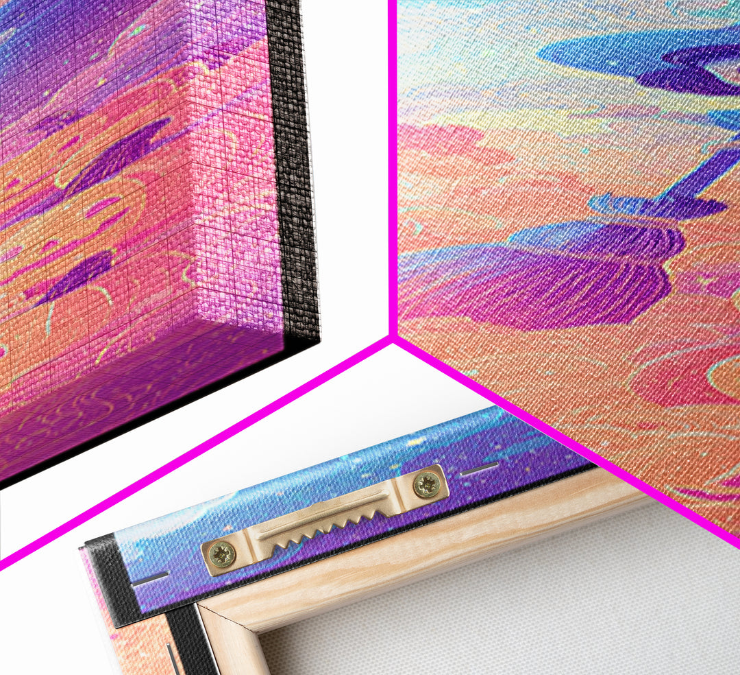 The Stardust Apprentice, Synthwave Halloween Art, Tall Narrow Wall Art, Canvas Print, Retro Halloween Decor, Neon Wall Art